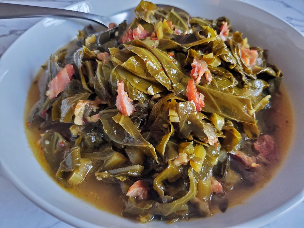 Slow Cooked Southern Style Collard Greens On A Spoon