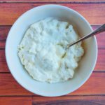 Homemade ricotta cheese in a bowl