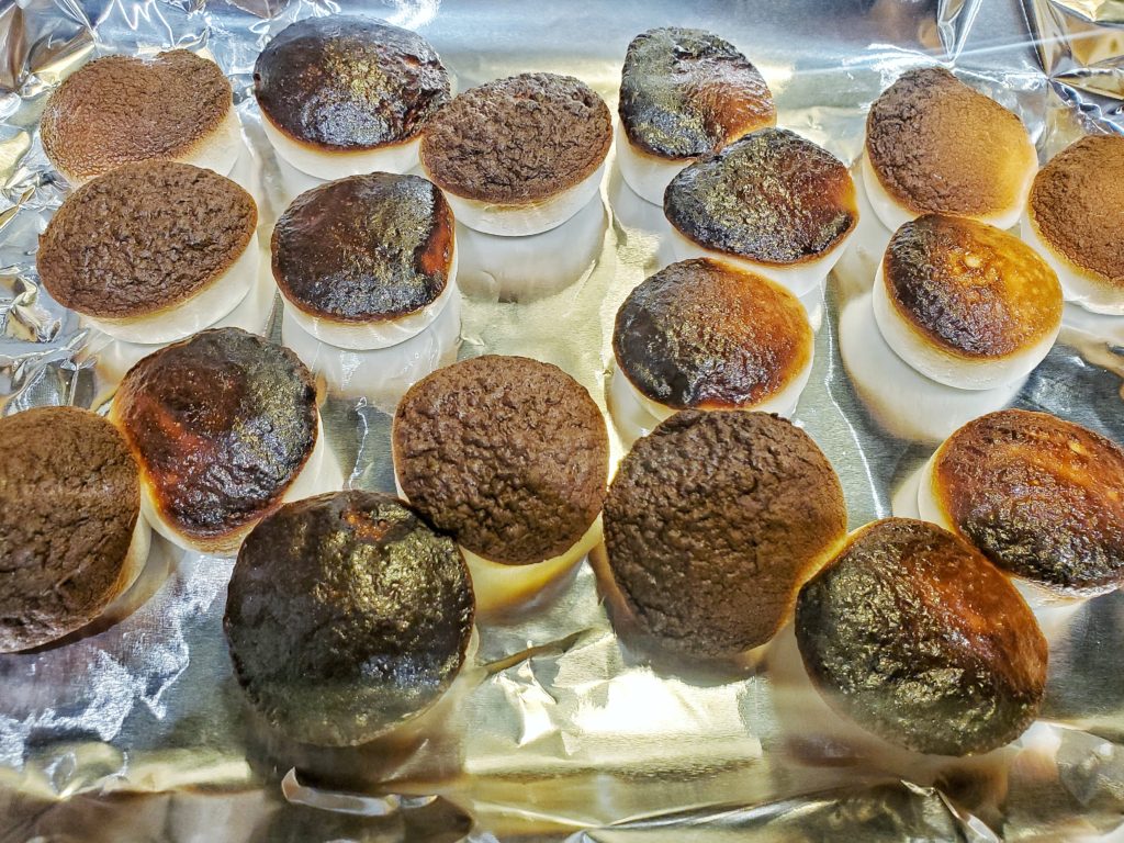 Roasted marshmallows for Smores ice cream