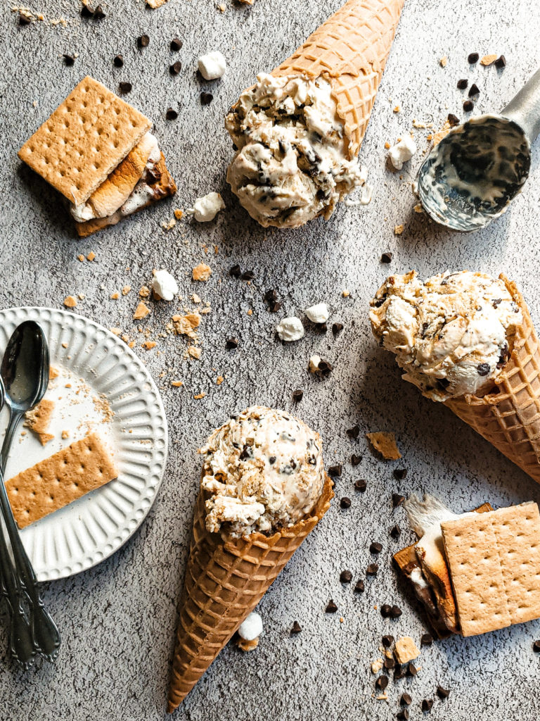 S'mores ice cream in cones