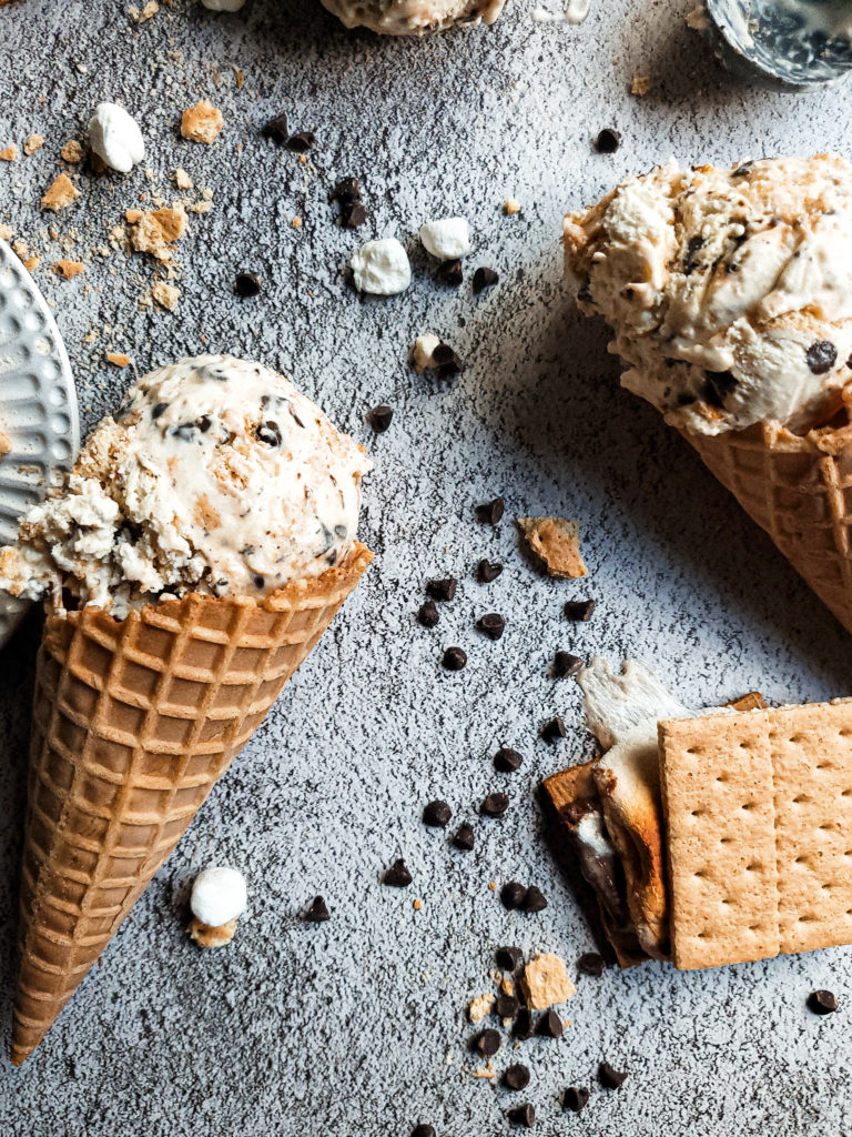 Smores ice cream in cones